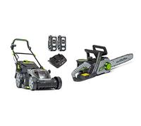 Murray 2x18V (36V) Cortacésped con batería de Litio, IQ18WM37, 37cm, hasta 425 m2, Incluyendo 2x2.5Ah Baterías y Doble Cargador + Murray IQ18DCSK Dual 18V Lithium-Ion 35cm Kit Motosierra sin Cuerda