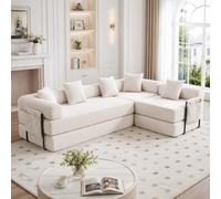 MURUL Sofá familiar modular con espacio de almacenamiento, empaquetado al vacío para un montaje sin esfuerzo, apto para mascotas, módulos combinables, acogedor, beige