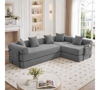 MURUL Sofá familiar modular con espacio de almacenamiento, empaquetado al vacío para un montaje sin esfuerzo, apto para mascotas, módulos combinables, acogedor, gris oscuro
