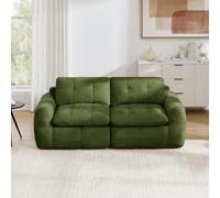 MURUL Sofá modular de 2 plazas chenilla con relleno cuadrado 32D espuma de alta densidad asiento profundo minimalista sin montaje para sala de estar verde