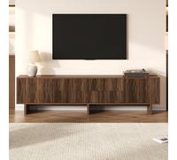 MURUL Soporte para TV, 4 cajones, 2 puertas de armario, diseño ondulado, mueble de TV, armarios bajos, armario de salón, mueble de televisión, adecuado para televisores de hasta 75 pulgadas, nogal