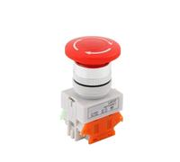 Mushroom Head LAY37 Emergency Stop Push Button Switch Self-Lock/Latchiing LAY7 PBC Y090-11ZS Power NO/NC 4 Screw Terminals(1NO 1NC,25mm)
