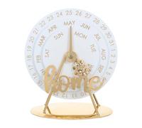MUSISALY Calendario Sobremesa Metálico Dorado Disco Giratorio Manual, Decoración Escritorio Elegante y Minimalista para Oficina o Mesa