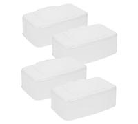MUSISALY Contenedor Compacto para Toallitas Húmedas en Color Claro 4 Piezas con Tapa Sellada, Dispensador Multifuncional para Uso Doméstico Oficina, Recipiente Pequeño para Mantener