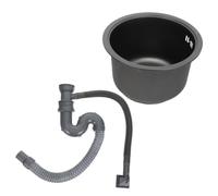 MUSISALY Fregadero Mini de Acero Inoxidable 304 Redondo con Kit de Desagüe E Integrado Rebosadero, Tamaño 30x28x17 Cm, para Cocina Exterior y Barra en Camping
