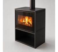 Muspel - Estufa de leña Búri 11 kW para salón, de acero y fundición con doble combustión y sistema de cristal limpio SCHOTT ROBAX