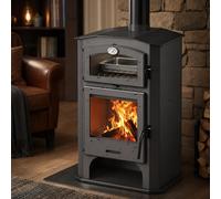 Muspel - Horno de leña Eir 11,5 kW con doble combustión, revestimiento de vermiculita y cristal vitrocerámico SCHOTT ROBAX 4 mm para calefacción eficiente y cocción artesanal