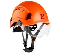 Mustbau Casco de Seguridad, Casco EN397 con Bandas Absorbentes y Visera, 53 a 63cm Diadema Ajustable, Material ABS Resistente para Hombres Mujeres - Naranja