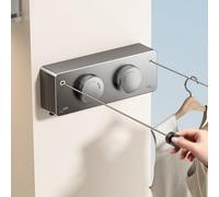 MUSTORN Tendedero Retractil Pared Exterior, Doble Línea Cuerda Tendedero Pared Exterior Soporte De Pared Cuerdas para Tender Ropa Balcon Cuerda para Tender Ropa Exterior 4.2m(Gris)