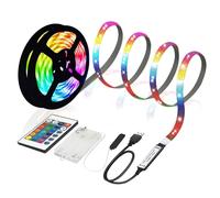MUSUNIA Tira de LED RGB 5050 de 5 m con batería | Alimentación por batería o USB, Control remoto de 16 colores, Recortable, Iluminación de fondo de TV, Decoración de armarios
