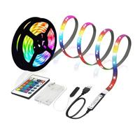 MUSUNIA Tira LED RGB 5050 con Batería | 3 m, Batería o USB, Control Remoto Regulable 16 Colores, Se Puede Cortar, Decoración de Retroiluminación de TV, Armarios