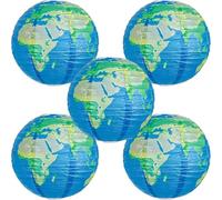 Muteitt 5 Farolillos Colgantes De Papel con Forma De Globo Terráqueo, Decoraciones para Día De Tierra Alrededor del Mundo, Farolillos De Papel con Mapa del Mundo para Decoraciones De Fiestas