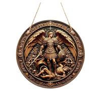 Muteitt Adorno Colgante De Madera del Arcángel Miguel, De Madera De Ángel Guerrero para Decoración De Pared, Regalos Religiosos.