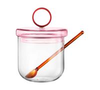 Muurla Tazón para azúcar con cuchara Loop Ø14 cm Transparente-rosa-ámbar