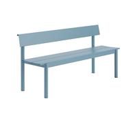 Muuto Banco Linear Steel con respaldo Azul pálido. 170x34 cm