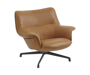 Muuto Butaca bajo Doze con base giratoria Refine leather cognac-black