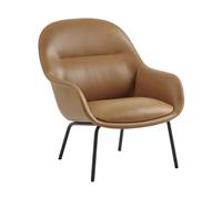 Muuto Butaca Lounge Fiber Lounge patas de acero Refine leather cognac-black