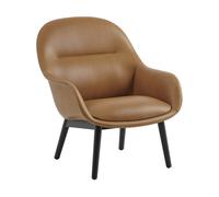 Muuto Butaca Lounge Fiber Lounge patas de roble Refine leather cognac-black