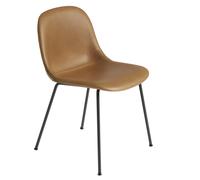 Muuto Silla auxiliar Fiber Refine leather cognac-Black