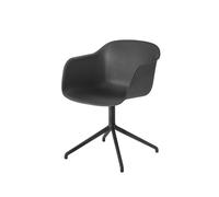 Muuto Silla de oficina Fiber armchair swivel base with return Black-anthracite black base