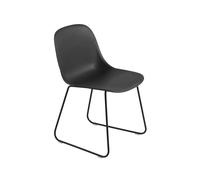 Muuto Silla Fiber base acero asiento de plástico Black-Anthracite black