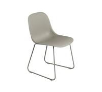 Muuto Silla Fiber base acero asiento de plástico Grey-Grey