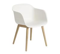 Muuto Silla Fiber con reposabrazos y patas de madera Natural white-Oak