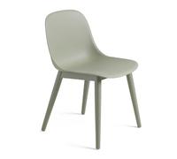 Muuto Silla Fiber Side Chair con patas de madera dusty green
