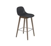 Muuto Taburete bar con respaldo Fiber 65 cm Black-patas barnizadas de marrón oscuro