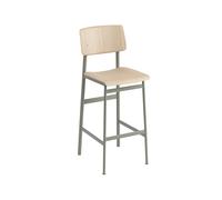Muuto Taburete bar Loft Oak-alto-dusty green base de acero