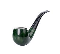 MUXIANG Pipa de tabaco de brezo, doblada, madera de brezo, hecha a mano, verde, filtro de 9 mm, limpiadores, raspador, pantalla, cepillo, bolsa, soporte, estante, cuchillo, aldaba