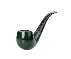 MUXIANG Pipa de tabaco de brezo, doblada, madera de brezo, hecha a mano, verde, filtro de 9 mm, limpiadores, raspador, pantalla, cepillo, bolsa, soporte, estante, cuchillo, aldaba