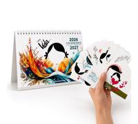MUXOTE - Calendario de Sobremesa, Mesa y Escritorio 2026 2027, 18 Meses Julio 2026-Diciembre 2027, A5 Apaisado, Curso Escolar, Frases Bonitas, Regalo con 15 Tarjetas Emocionales Dobles por Unidad (1)