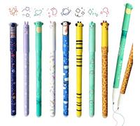 MUYAPAY 8 Piezas 0,7 MM Punta Boligrafos Bolis Gel Borrable Papeleria Material Escolar con Múltiple Motivos Animales para Niño Notas del Diario Uso Escuelas Oficinas Regalos Regreso a Clases(Estilo 1)
