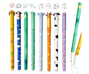 MUYAPAY 8 Piezas 0,7 MM Punta Boligrafos Bolis Gel Borrable Papeleria Material Escolar con Múltiple Motivos Animales para Niño Notas del Diario Uso Escuelas Oficinas Regalos Regreso a Clases(Estilo 2)