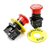 mxuteuk 2 piezas 2NC 22mm rojo hongo interruptor de botón de parada de emergencia AC 660V 10A HB2-ES544