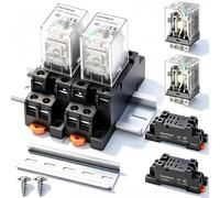 mxuteuk 2piezas AC 220V Bobina 8 pines 10A DPDT Indicador LED Relé de potencia electromagnético, con base de, con riel DIN de aluminio ranurado JQX-13FL