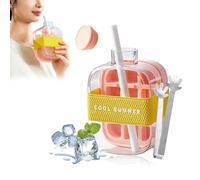 My Crush Cup - My Crush Cup Ice, 17/28 Oz 2-In-1 Cool Summer Ice Bottle Cup with Straw and Clip, Easy Ice Press to Release, Touch Free Ice Cube Trays with Lid for Freezer Making Bottle (Pink-500ML)