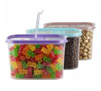 My-goodbuy24 Recipientes para cereales - Juego de 3 - Recipientes para alimentos - Recipientes herméticos - Tarros para esparcir - 2 tapas abatibles - apilables - Apto para lavavajillas (3