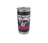 My Heart Belongs Nurse Funny Nursing Nurses Vaso térmico de acero inoxidable de doble pared