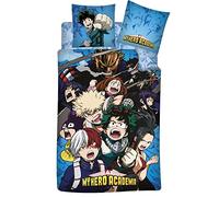 My Hero Academia - Juego de Cama de 3 Piezas, 100% algodón, Funda nórdica de 140 x 200 cm + Funda de Almohada de 65 x 65 cm + sábana Bajera a Juego 90 x 190 cm…