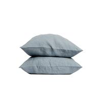 My Linen Home 100% Stonewashed Juego de 2 Fundas de Almohada de Lino en Color Gris Azulado | Funda Almohada 50x70 cm I con Cierre de sobre I Hipoalergénico, Termorregulador y Transpirable Fundas