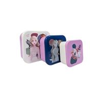 My sweety pop - Juego de 3 cajas de merienda Reine des Neiges - Almuerzo apilable 11,5 cm - Guardería, escuela, vacaciones - Color morado y blanco