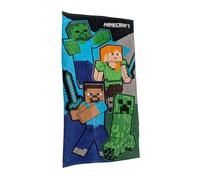 My sweety pop - Toalla de playa para niños, toalla de baño, 70 x 140 cm, 100% algodón, día de fiesta, idea de regalo (Minecraft - Verde/Azul)