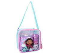 My sweetypop | Bolsa de almuerzo La casa de muñecas de Gabby | Set de comidas de 3 piezas con botella y caja de degustar | Diseño rosa y morado translúcido | Correa ajustable | Ideal para escuela y