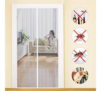 MYCARBON Mosquitera para Puerta 75x210cm Protección Contra Insectos | Mosquitera Magnetica Cierre Automático, Cortina Puerta Exterior para Dormitorio Balcón, Blanco