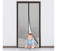 MYCARBON Mosquitera para Puerta 90x210, Cuadrado Negro, Cinta Adhesiva | Protección Contra Insectos, Cierre Magnético, Cortina Puerta Exterior para Dormitorio Balcón