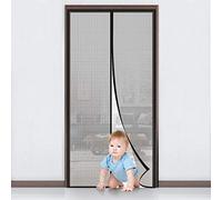MYCARBON Mosquitera para Puerta Cinta Adhesiva (100x210, Negro Cuadro) | Mosquitera con imán, cortina de red resistente, transpirable, anti insectos, con cinta adhesiva