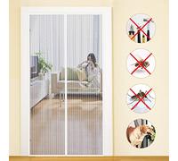 MYCARBON Mosquitera Puerta Magnetica 120x220cm, Cierre Automático | Corredera Cortina Mosquitera Magnética para Puertas, Cortina de Sala de Estar, Balcón, Patio, Blanco