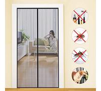 MYCARBON Mosquitera Puerta Magnetica Corredera Cortina (90x210, Negro)